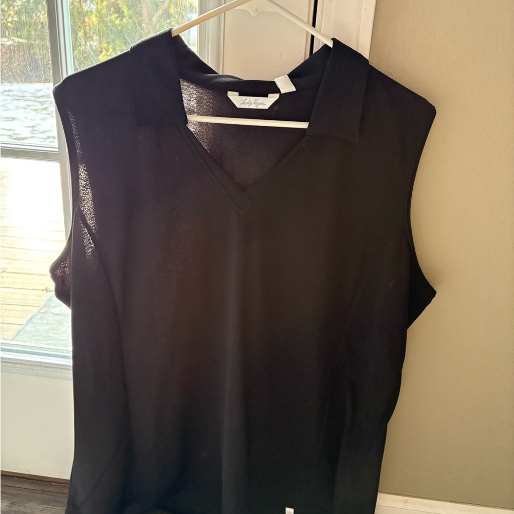 Lady Hagen Black V-Neck Sleeveless Blouse